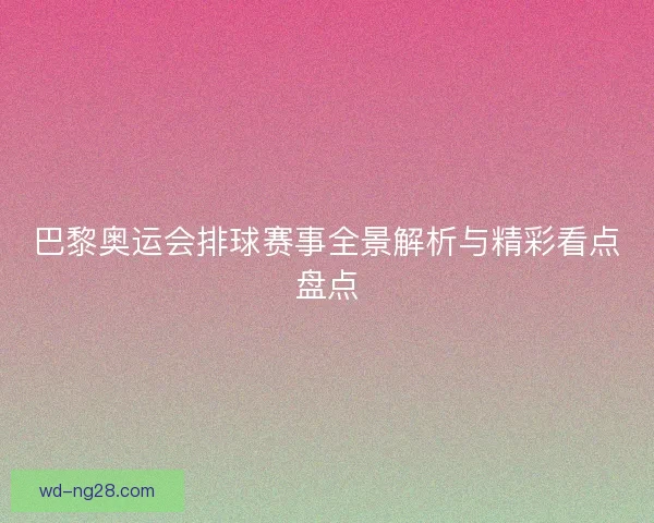 巴黎奥运会排球赛事全景解析与精彩看点盘点